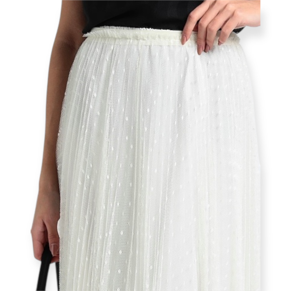 Red Valentino Skirt NWT White Tulle Pleated Point D'esprit Midi 38 US 2 fits Med - Picture 6 of 10
